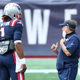 Cam Newton #1 of the New England Patriots talks with head coach Bill Belichick before the game against the Miami Dolphins at Gillette Stadium on September 13, 2020 in Foxborough, Massachusetts.
